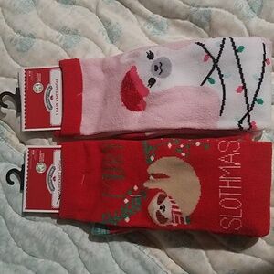 2 knee high holiday socks